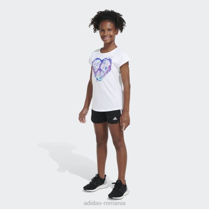 Adidas tricou alb cu mânecă șapcă copii alb 2JBN25426