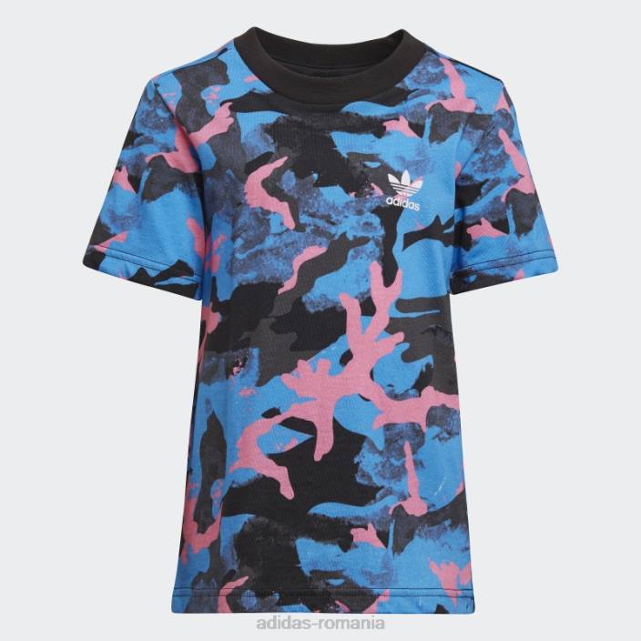 Adidas tricou camo cu imprimeu albastru copii albastru/carbon/negru/roz 2JBN25060