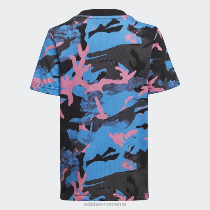 Adidas tricou camo cu imprimeu albastru copii albastru/carbon/negru/roz 2JBN25060
