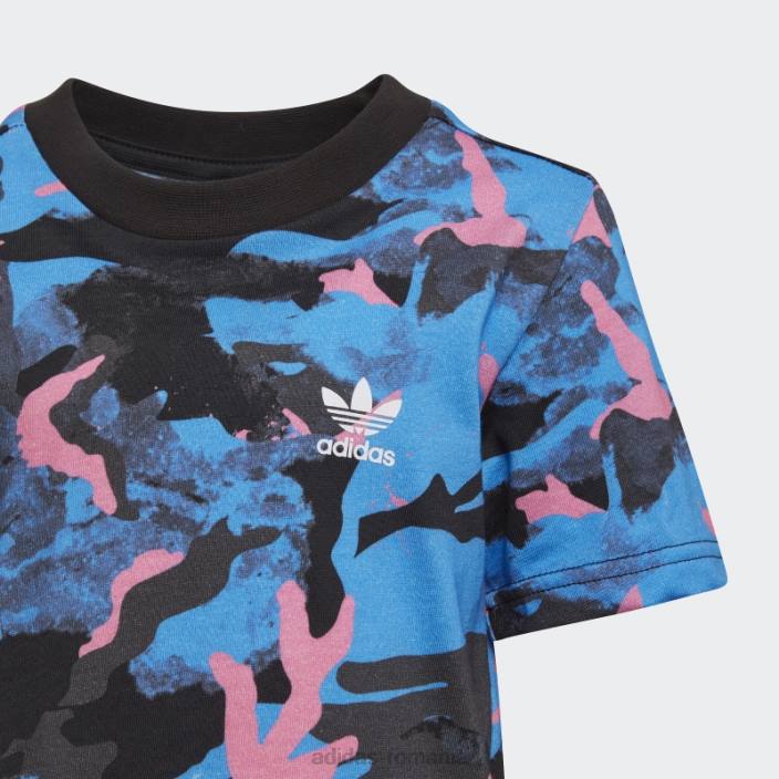 Adidas tricou camo cu imprimeu albastru copii albastru/carbon/negru/roz 2JBN25060