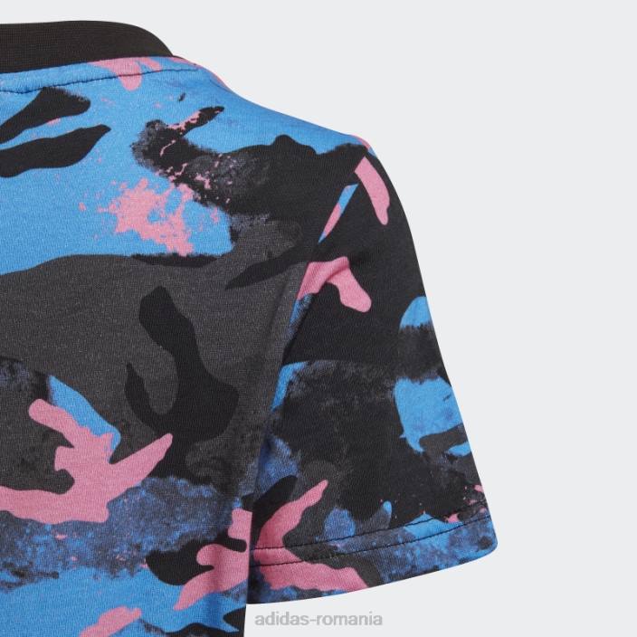 Adidas tricou camo cu imprimeu albastru copii albastru/carbon/negru/roz 2JBN25060