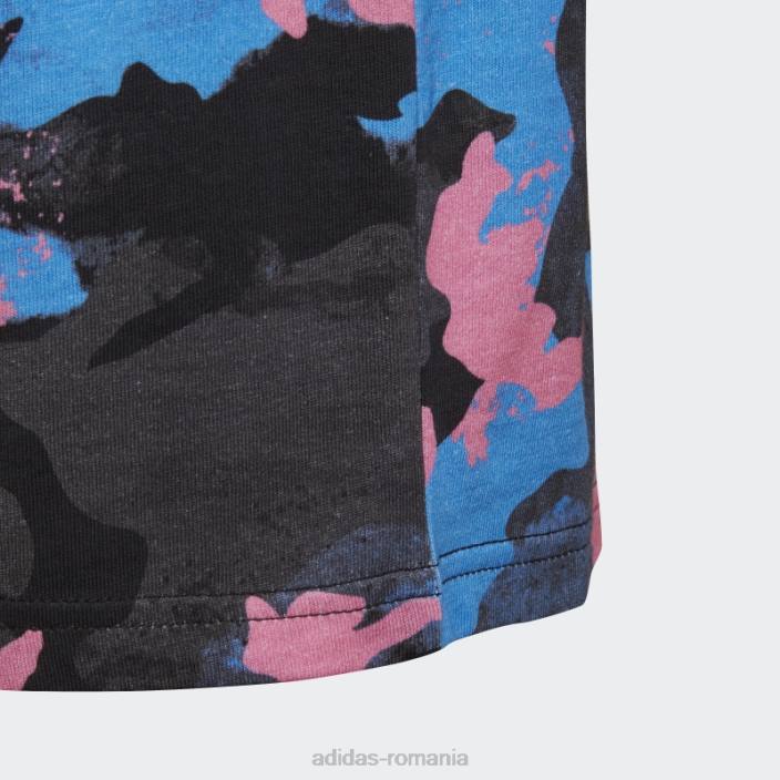 Adidas tricou camo cu imprimeu albastru copii albastru/carbon/negru/roz 2JBN25060