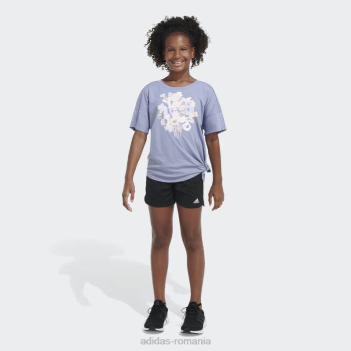 Adidas tricou cu cravată în fața larg violet violet copii violet argintiu 2JBN25418