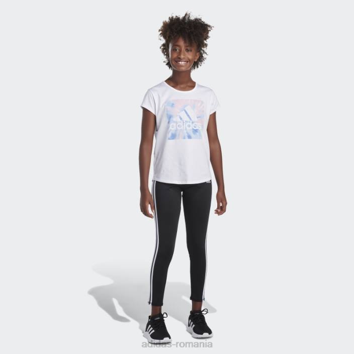 Adidas tricou cu scoop alb copii alb 2JBN25409