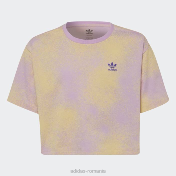 Adidas tricou decupat liliac cu imprimeu grafic adidas copii liliac/galben 2JBN25353