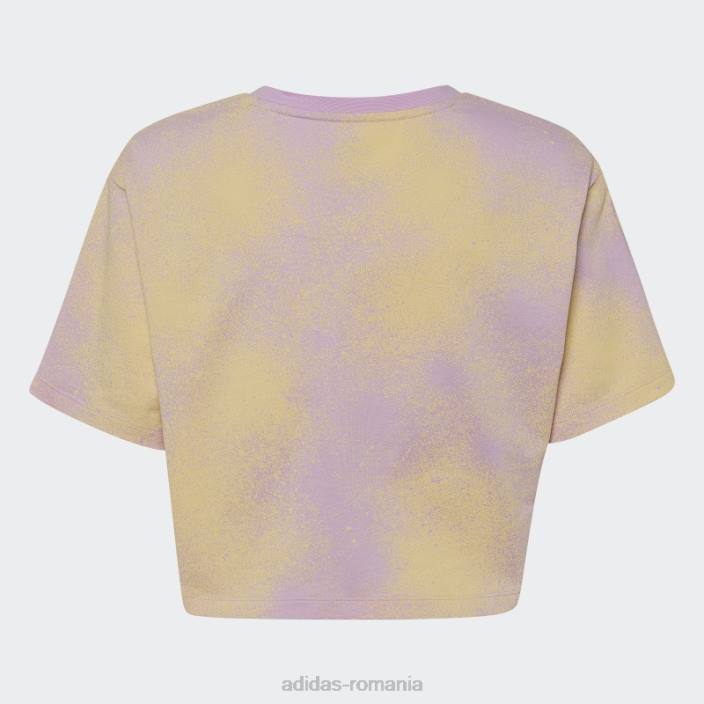 Adidas tricou decupat liliac cu imprimeu grafic adidas copii liliac/galben 2JBN25353