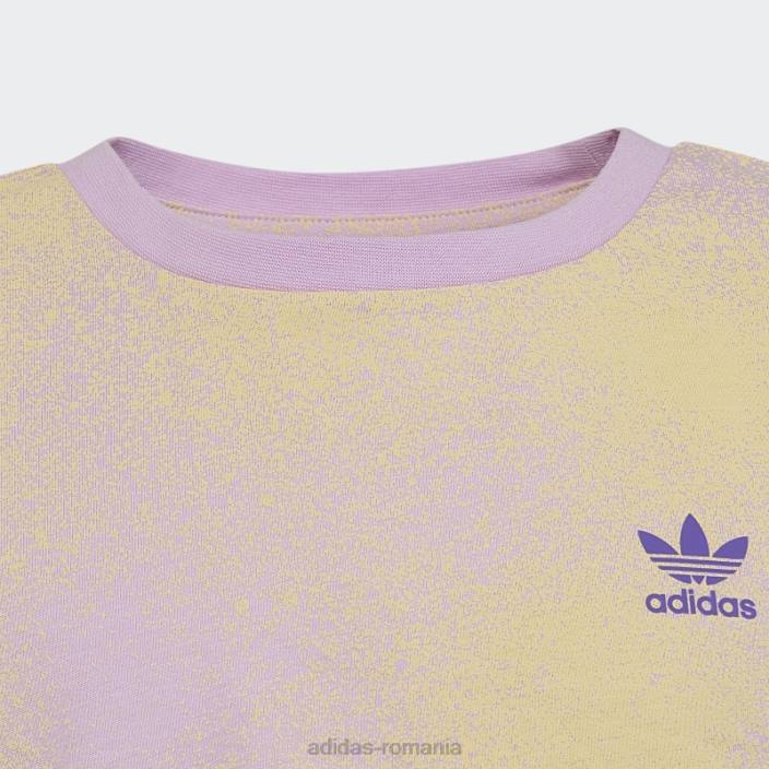 Adidas tricou decupat liliac cu imprimeu grafic adidas copii liliac/galben 2JBN25353