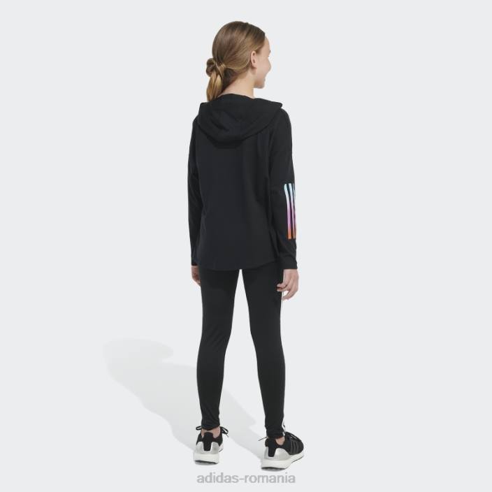 Adidas tricou negru cu mânecă lungă și tiv curbat copii negru 2JBN25387