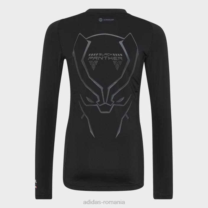 Adidas tricou negru cu mânecă lungă marvel pantera neagră techfit copii cerneala neagra 2JBN24949