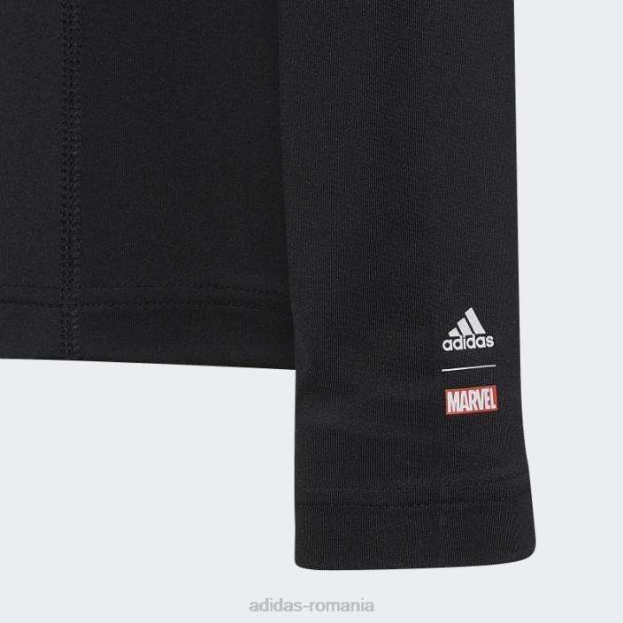 Adidas tricou negru cu mânecă lungă marvel pantera neagră techfit copii cerneala neagra 2JBN24949