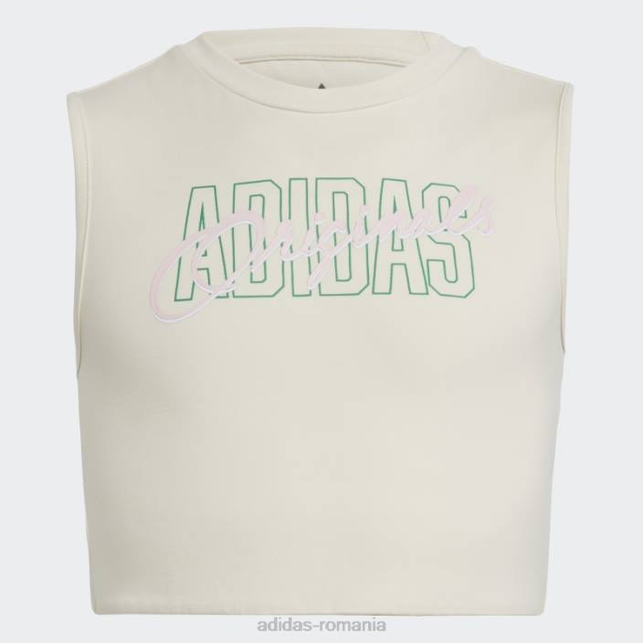 Adidas top crop alb cu imprimeu grafic copii alb 2JBN25403