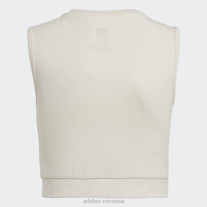 Adidas top crop alb cu imprimeu grafic copii alb 2JBN25403