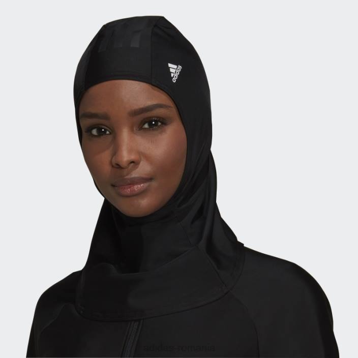 Adidas hijab de înot negru cu 3 dungi femei alb negru 2JBN11015