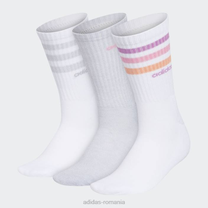 Adidas Șosete echipaj cu 3 dungi 3 perechi adidas alb femei alb 2JBN24396