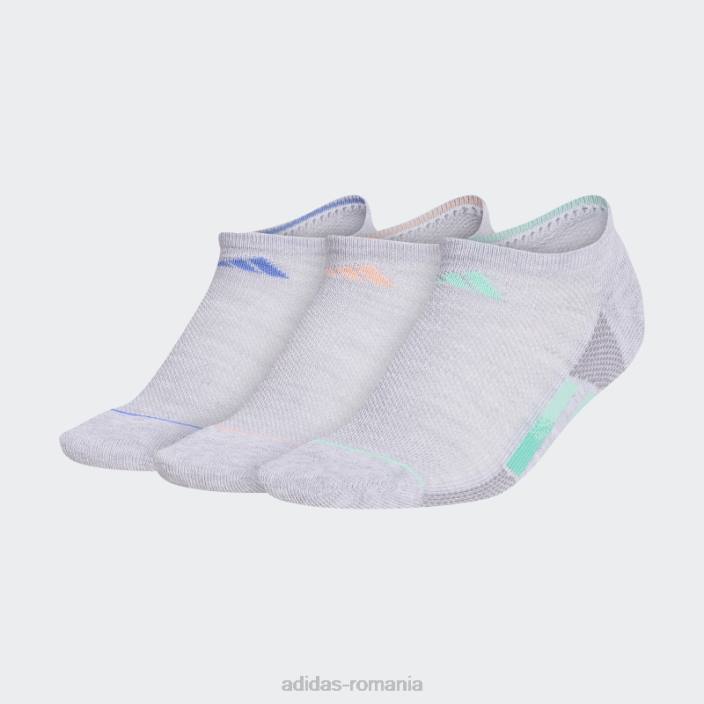 Adidas șosete neprezentate cu dungi superlite gri deschis 3 perechi femei gri deschis/portocaliu/coral 2JBN24400