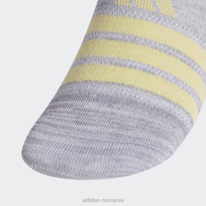 Adidas șosete superlite super-no-show 6 perechi gri deschis femei gri deschis/portocaliu strălucitor 2JBN24386