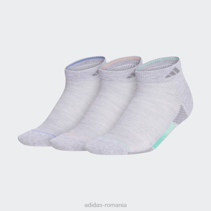 Adidas sosete decoltate cu dungi superlite gri deschis 3 perechi adidas femei gri deschis/portocaliu/coral 2JBN24387