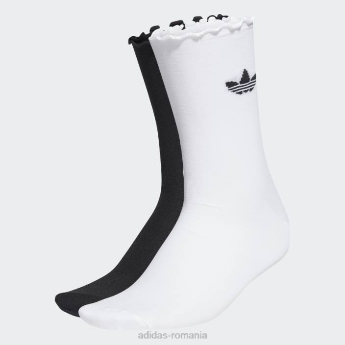 Adidas șosete semitransparente cu volane 2 perechi alb femei alb negru 2JBN10861