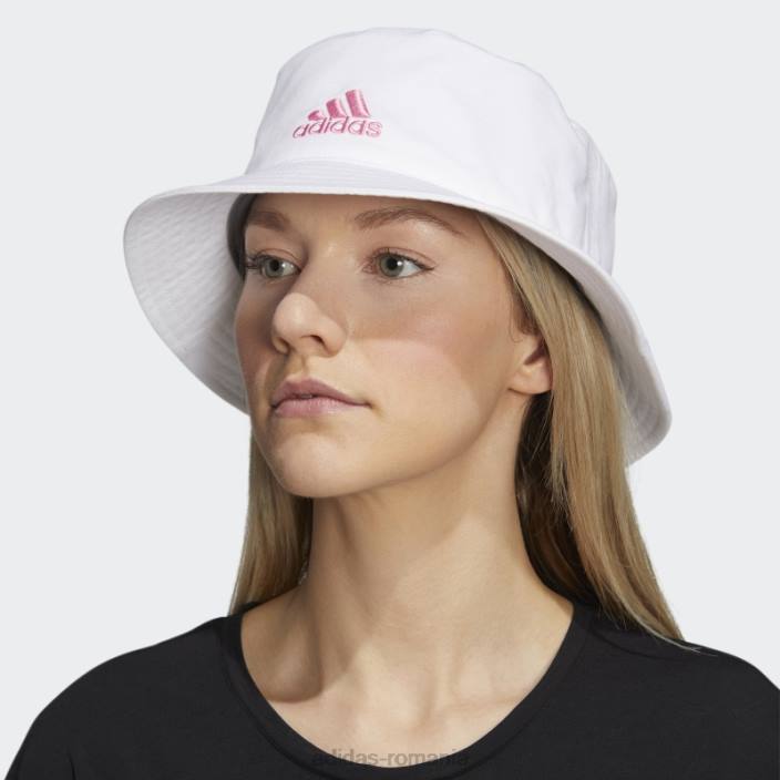 Adidas esențiale albe plus pălărie de găleată femei alb/pop violet mel 2JBN24281