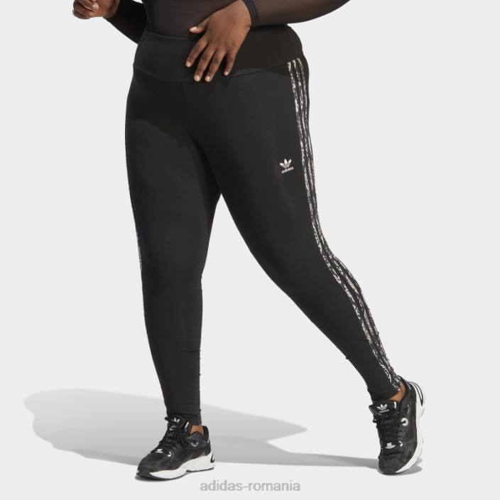 Adidas Jambiere cu imprimeu cu 3 dungi (plus marime) negru femei negru/multicolor 2JBN23239