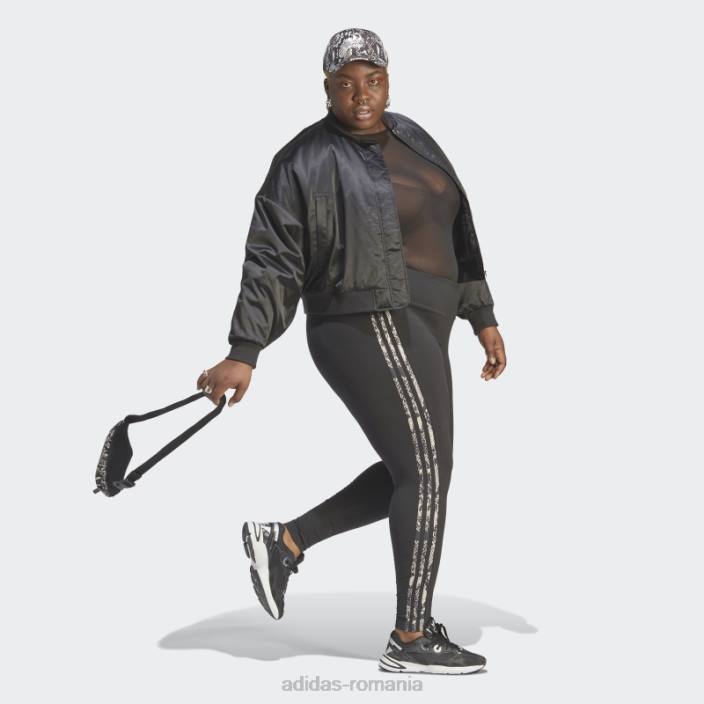 Adidas Jambiere cu imprimeu cu 3 dungi (plus marime) negru femei negru/multicolor 2JBN23239