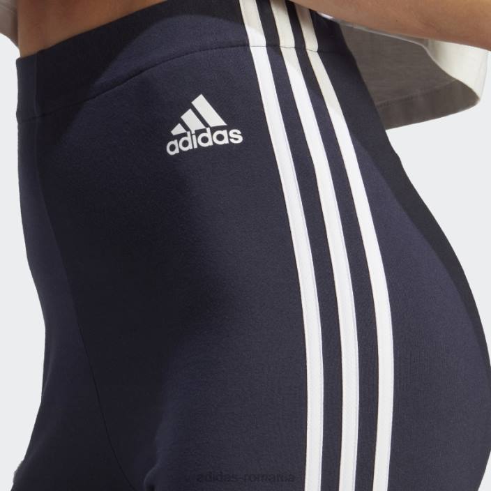 Adidas Jambiere de bumbac cu talie mare cu 3 dungi cu petice flori de chenilia femei cerneală 2JBN23465