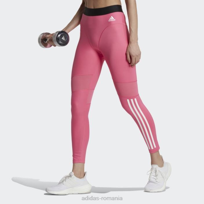 Adidas Leggings 7/8 cu 3 dungi hyperglam magenta femei magenta 2JBN23525