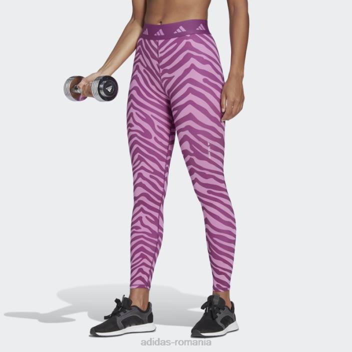 Adidas colanți hyperglam techfit cu talie înaltă 7/8 zebră liliac femei multicolor/liliac 2JBN23505