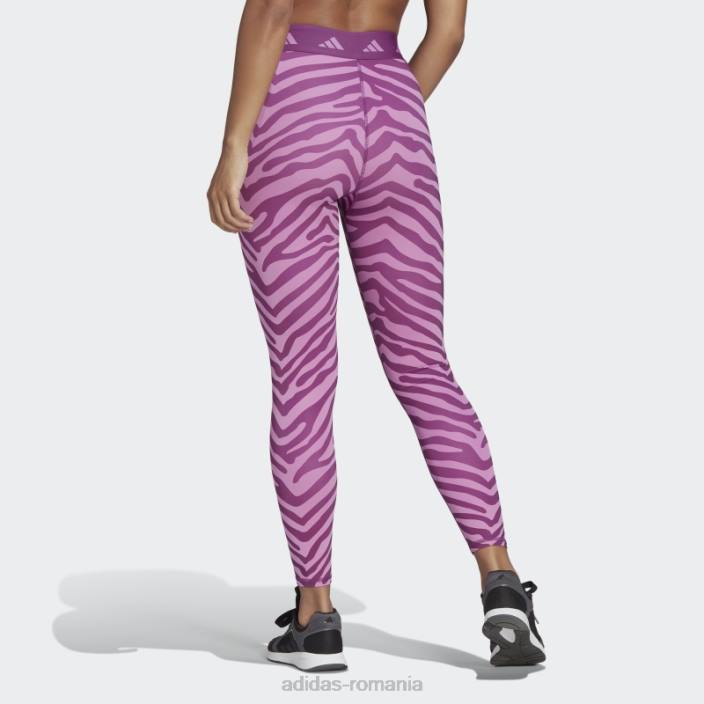Adidas colanți hyperglam techfit cu talie înaltă 7/8 zebră liliac femei multicolor/liliac 2JBN23505