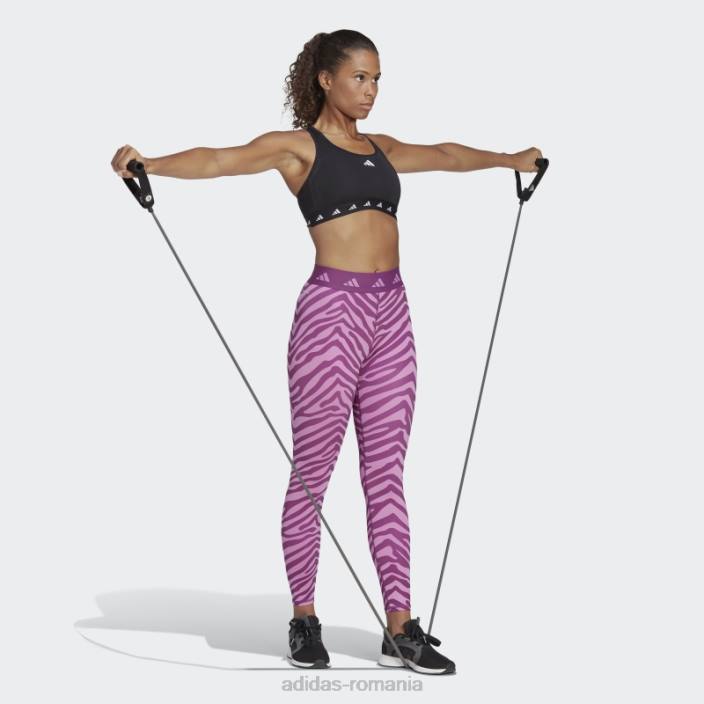 Adidas colanți hyperglam techfit cu talie înaltă 7/8 zebră liliac femei multicolor/liliac 2JBN23505