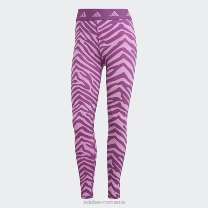 Adidas colanți hyperglam techfit cu talie înaltă 7/8 zebră liliac femei multicolor/liliac 2JBN23505