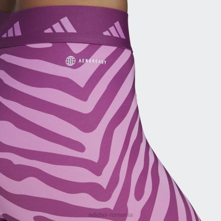 Adidas colanți hyperglam techfit cu talie înaltă 7/8 zebră liliac femei multicolor/liliac 2JBN23505
