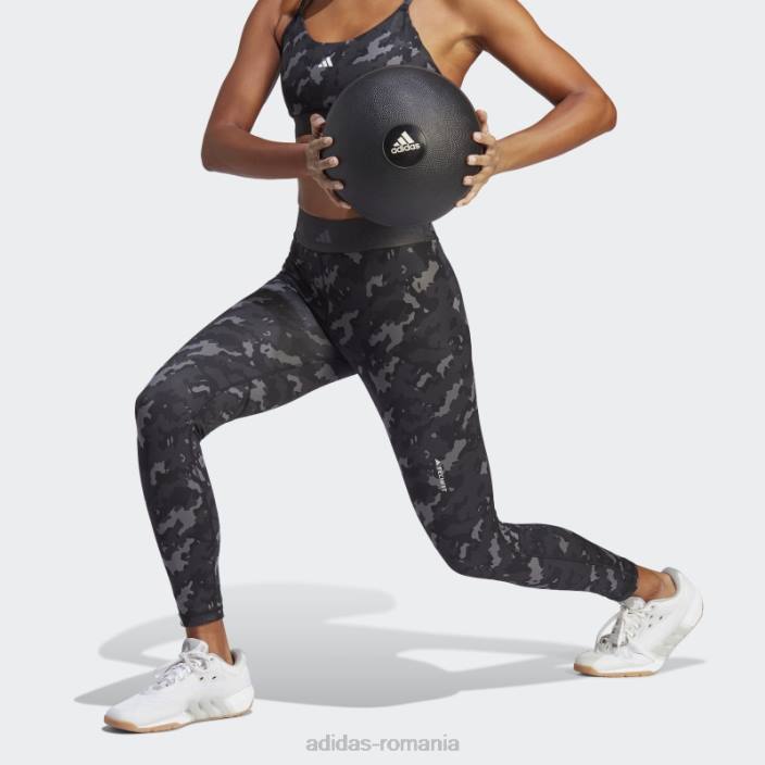 Adidas jambiere gri techfit camo 7/8 femei gri/carbon 2JBN23410