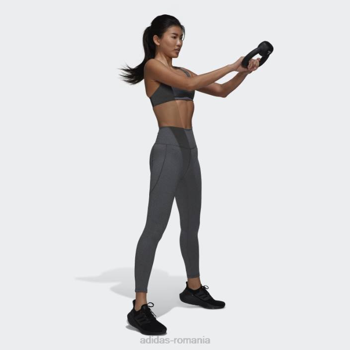 Adidas leggings de yoga studio 7/8 gri închis, călduros femei erica gri închis 2JBN23471