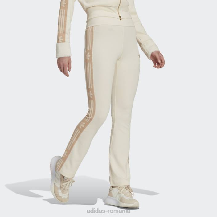 Adidas leggings evazați cu coasta albă fierbinte de schi șic femei alb 2JBN23464