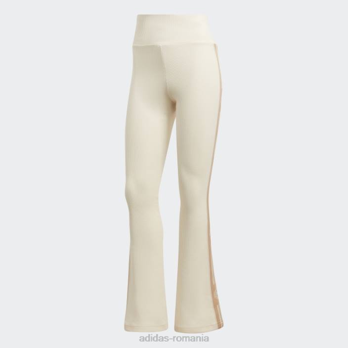 Adidas leggings evazați cu coasta albă fierbinte de schi șic femei alb 2JBN23464