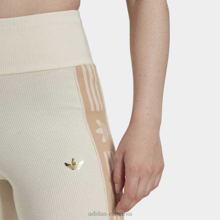 Adidas leggings evazați cu coasta albă fierbinte de schi șic femei alb 2JBN23464