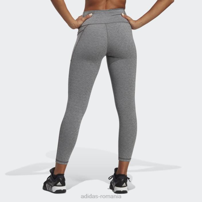Adidas optime stash buzunar cu talie înaltă jambiere 7/8 gri închis, negru femei erica gri închis 2JBN23401