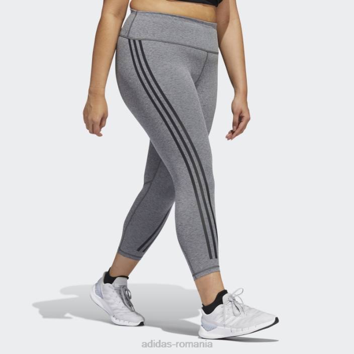 Adidas optime trainicons 3 dungi 7/8 jambiere (plus marime) gri inchis erica femei erica gri închis 2JBN23335