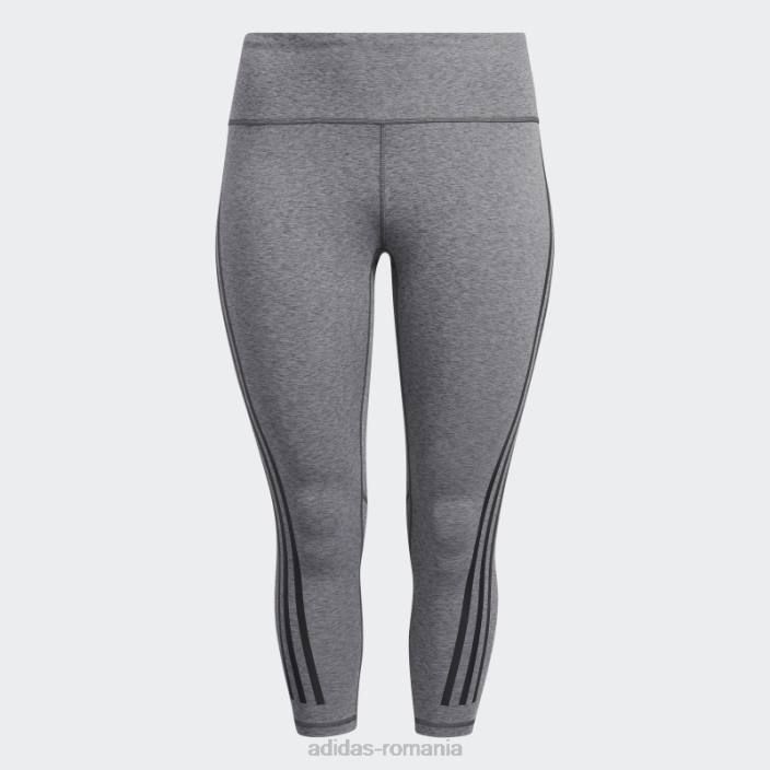 Adidas optime trainicons 3 dungi 7/8 jambiere (plus marime) gri inchis erica femei erica gri închis 2JBN23335