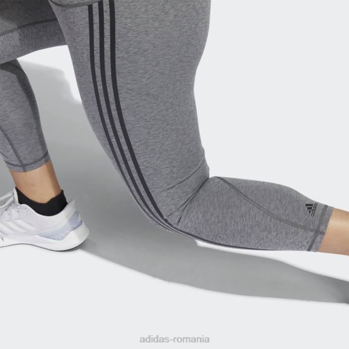 Adidas optime trainicons 3 dungi 7/8 jambiere (plus marime) gri inchis erica femei erica gri închis 2JBN23335