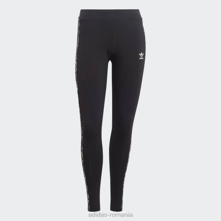 Adidas pantaloni negri cu imprimeu cu 3 dungi adidas femei negru/multicolor 2JBN23493