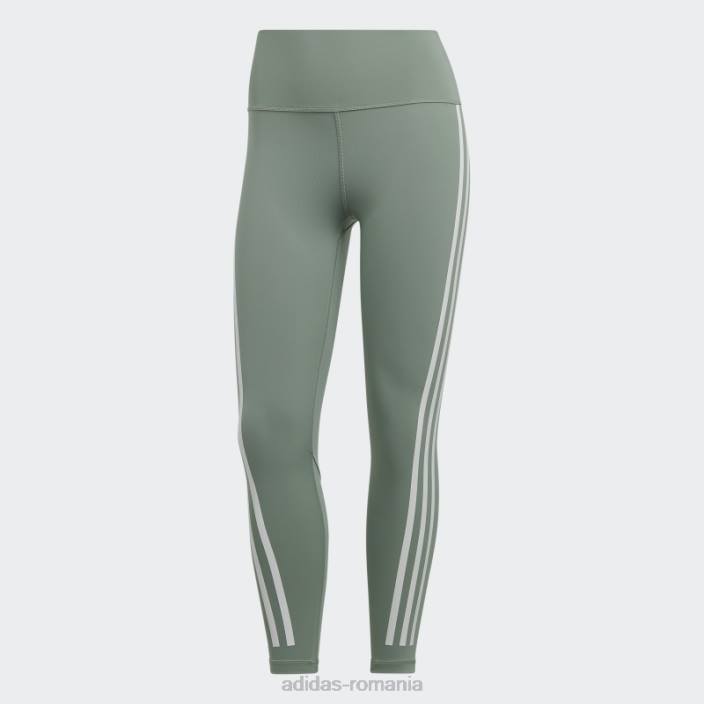Adidas verde argintiu optime tren icons 3 dungi 7/8 jambiere femei verde argintiu 2JBN23476