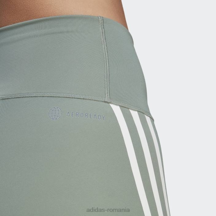 Adidas verde argintiu optime tren icons 3 dungi 7/8 jambiere femei verde argintiu 2JBN23476