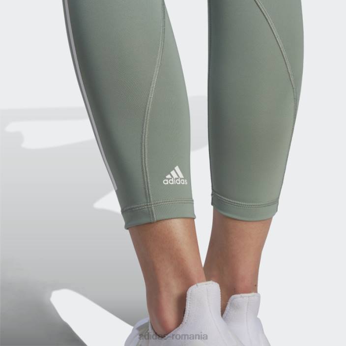 Adidas verde argintiu optime tren icons 3 dungi 7/8 jambiere femei verde argintiu 2JBN23476