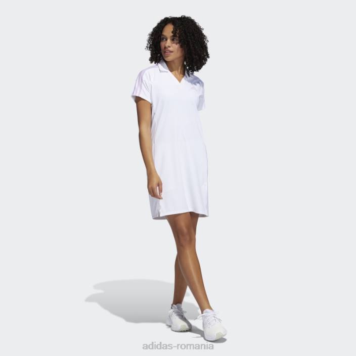 Adidas Rochie de golf cu 3 dungi alba femei alb 2JBN24158