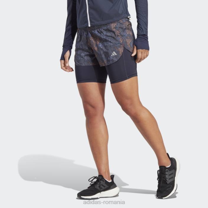 Adidas alergă rapid pantaloni scurți 2 în 1 negri femei cerneala neagra 2JBN23611