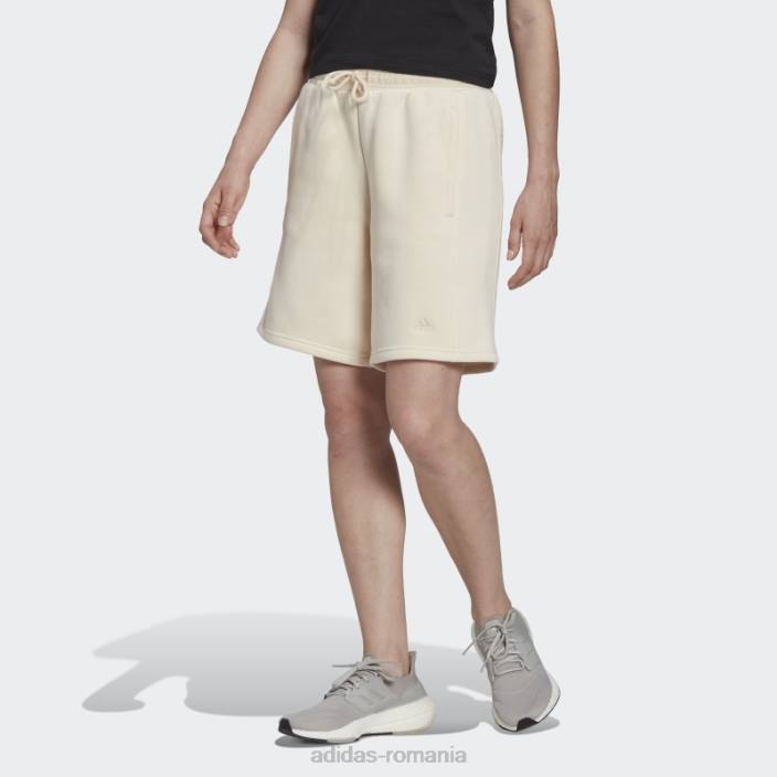 Adidas ecru tint all szn pantaloni scurți fleece femei nuanță ecru 2JBN23543