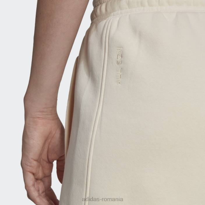 Adidas ecru tint all szn pantaloni scurți fleece femei nuanță ecru 2JBN23543