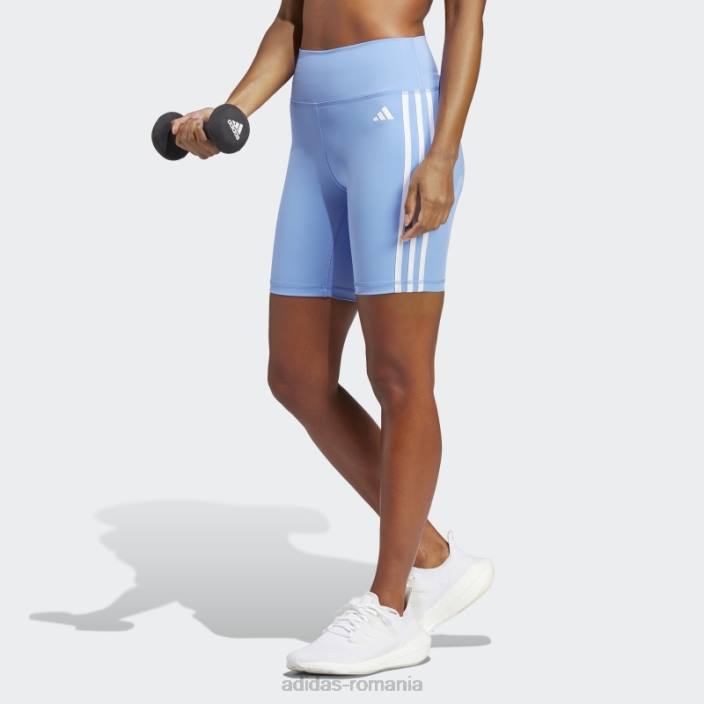 Adidas elemente esențiale pentru antrenament 3 dungi colanți scurti cu talie înaltă albastru femei albastru 2JBN23617